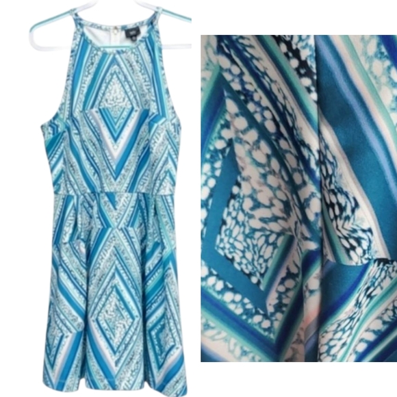 Mossimo Halter Beachy Floridian Boho Scuba Dress XL SEEIMPERFECTIONS - Picture 1 of 16